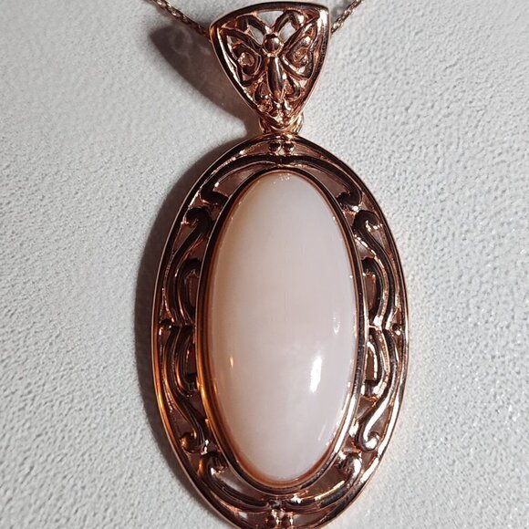 JTV Pink Opal 18K Rose Gold Over Silver Pendant - Picture 4 of 9